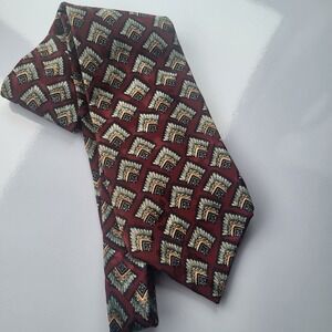 guy laroche burgundy silk tie leopard backgroun pattern gold yellow black unique